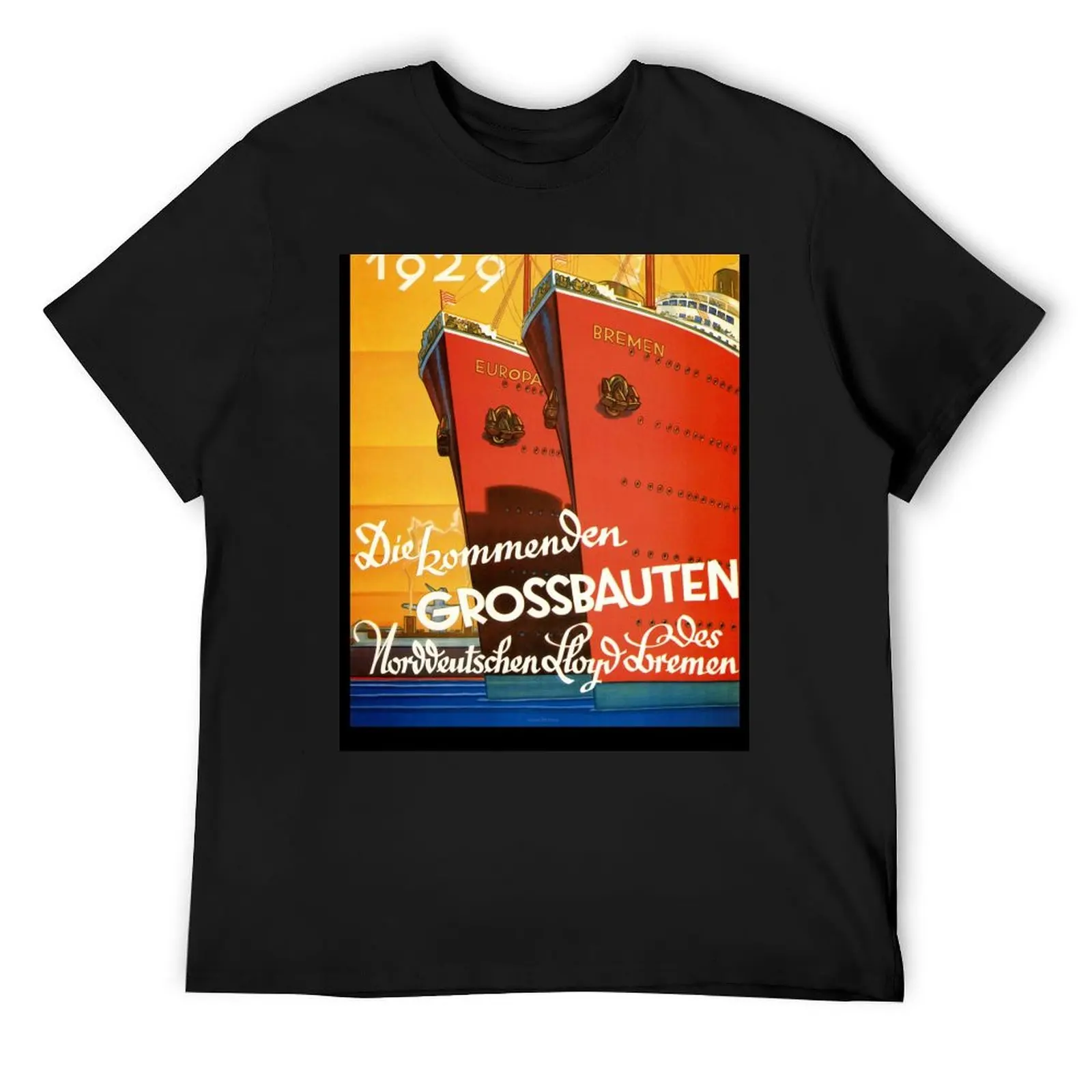 Красивый арт-деко винтажная немецкая круизная футболка с постером для