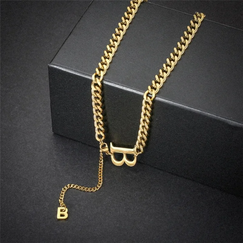 Classic B Letter Titanium Steel Short Necklace For Woman 2022 New Gothic Korean Jewelry Hip Hop Party Girl's Sexy Clavicle Chain |