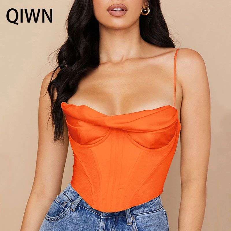 Сексуальная атласная кофта Женский корсет укороченные топы 2022 летние женские на