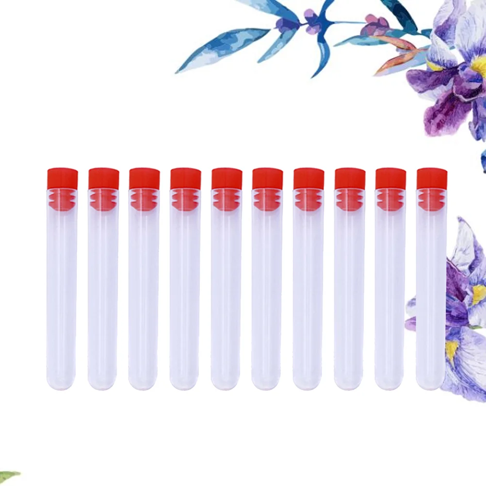 

10 Storage Bottles Transparent Practical Containers with Red Plug for Sewing