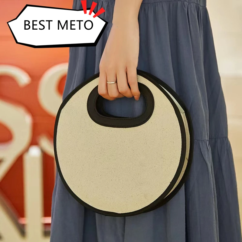 

New Round Women Handbag Vintage Fashion Niche Design Large Capacity Beauty Makeup Supplies Storage Bag Trending Couple Gift Bag