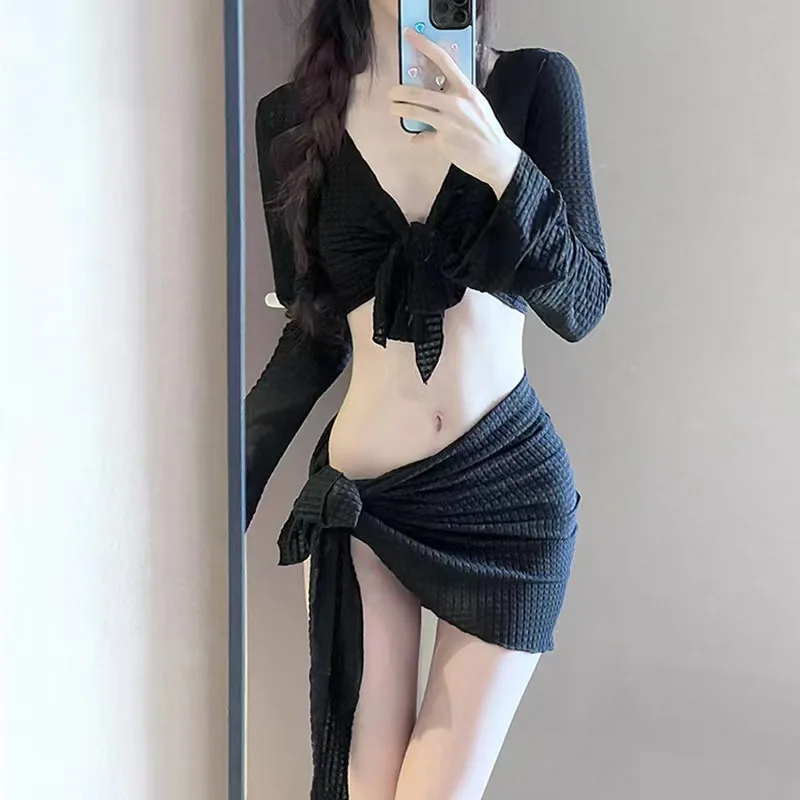 Женское бикини новый сексуальный консервативный комплект из четырех предметов с