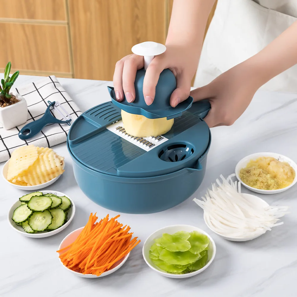 12PCS Vegetable Chopper Carrots Potatoes Grater Manually Multi-function Vegetable Cutter with Guard Planer Kitchen Artifact