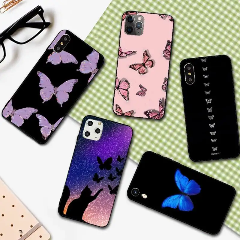 Прекрасный чехол для телефона с изображением бабочек для iPhone 11 12 13 Pro Max 5s 6s 7 8 Plus X Xr Xs Se 2020 Mini Cover
