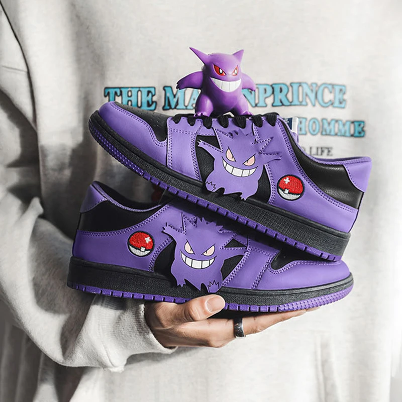 

Pokemon Gengar Sneakers Purple Basketball Shoe Boys Girls Fashion Breathable Youth Student Non-slip Sports Shoes