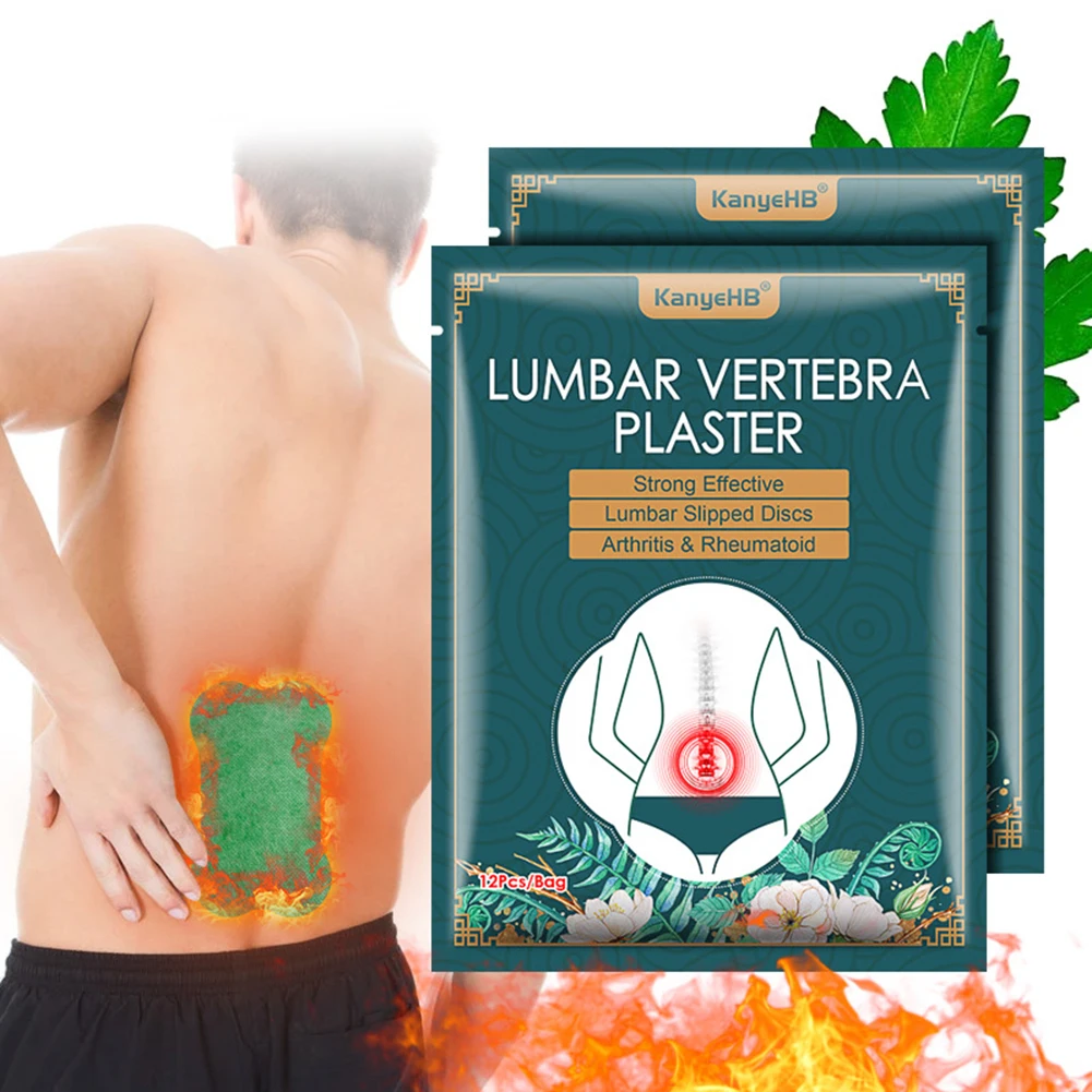

Lumbar Vertebra Paste Pain Relief Moxa Stick Moxibustion Self-Heating Paste 12PC KanyeHB Fitness Wormwood Lumbar Patch 13cmx8cm