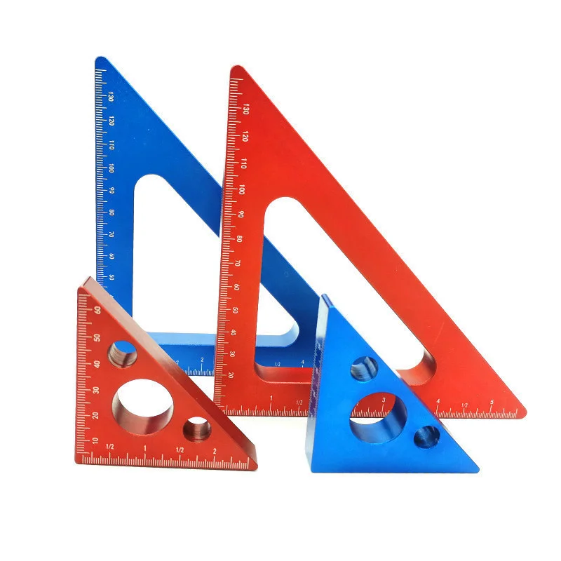 

45 Degree Angle Ruler Inch Metric Right Angle Aluminum Alloy Triangle Ruler Height Gauge Square Gauge Measuring Tool Angle Ruler