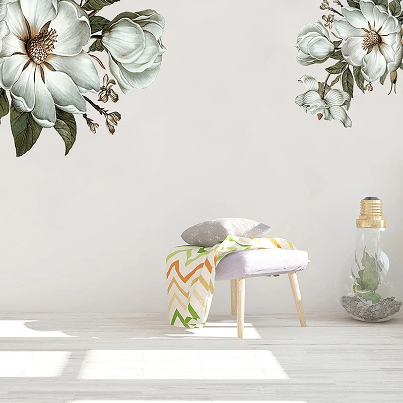 Классическая наклейка на стену с магнолией большой цветочный ретро-стиль
