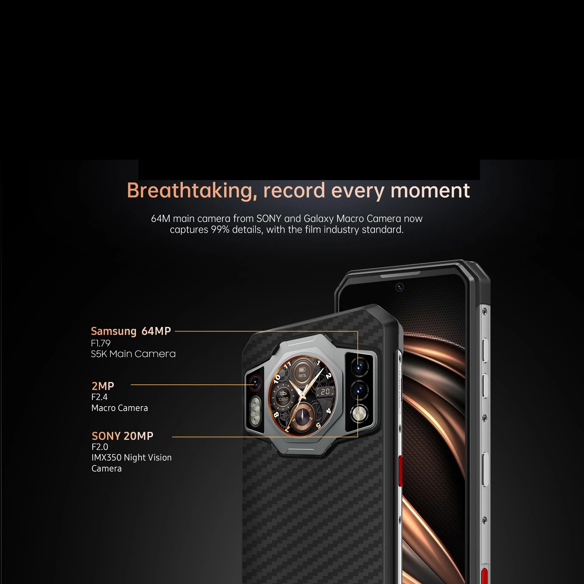 Rugged Phones Smartphones 12GB RAM 256GB ROM Cell Phone 9800 Mah Mobile Phones 66w Fast Charging 64MP Camera 120 Hz Helio G99