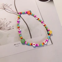 mobile phone lanyard short wrist braided pendant small colorful beads fruit beaded lanyard durable men women anti lost pendant
