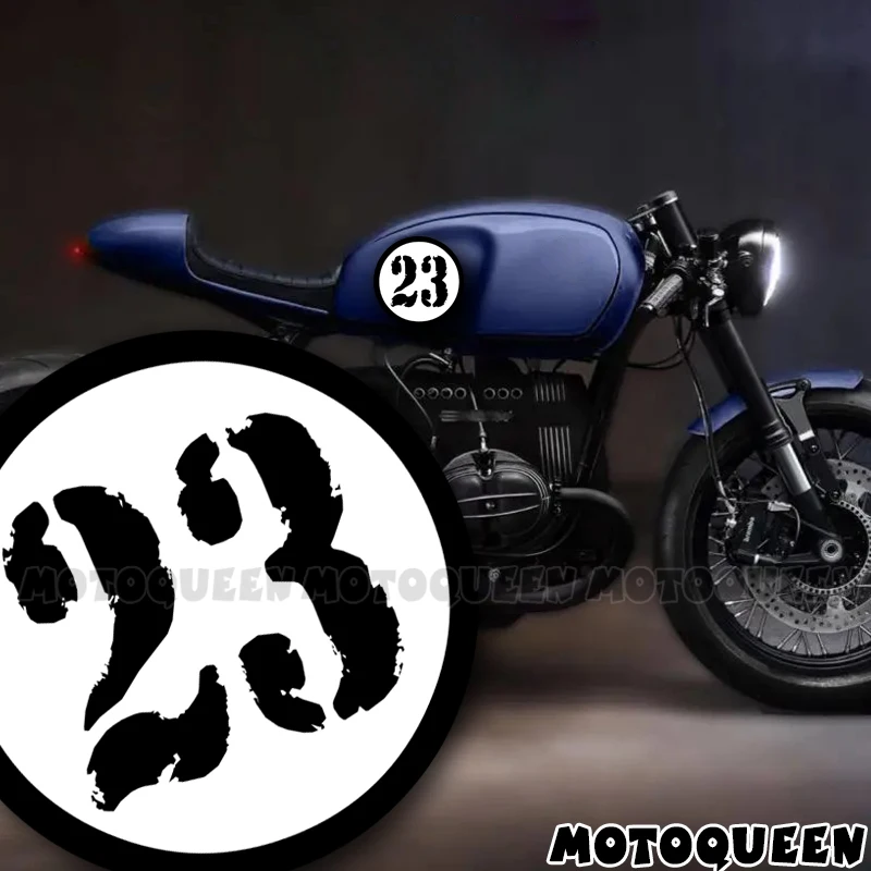Фото Наклейки с номером Cafe Racer, ретро наклейка на обтекатель топливного бака мотоцикла для Harley Suzuki Kawasaki Honda BMW Brixton Mutt Norton №1