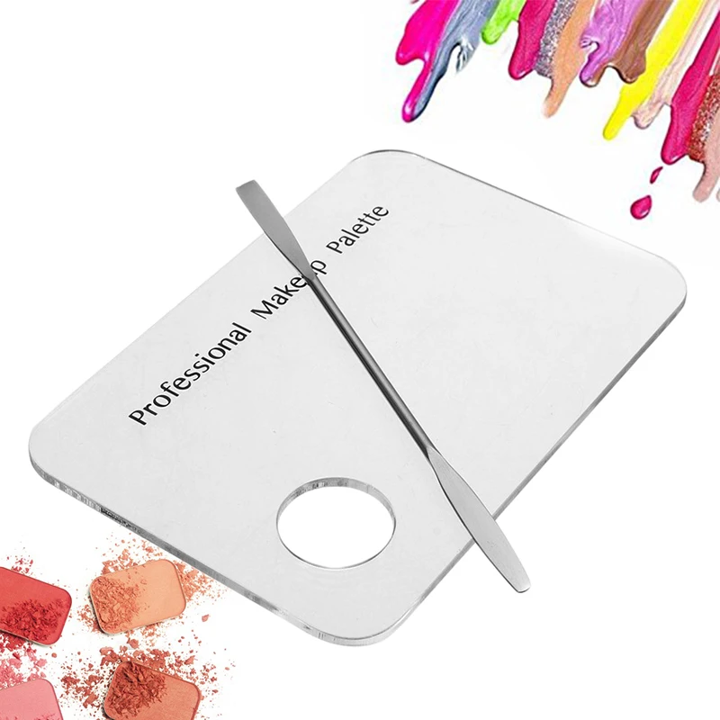 

Acrylic Cosmetic Face Makeup Palette Spatula Transparent Foundation Mixing Make Up Tool fan shape Palette for Beauty Make up