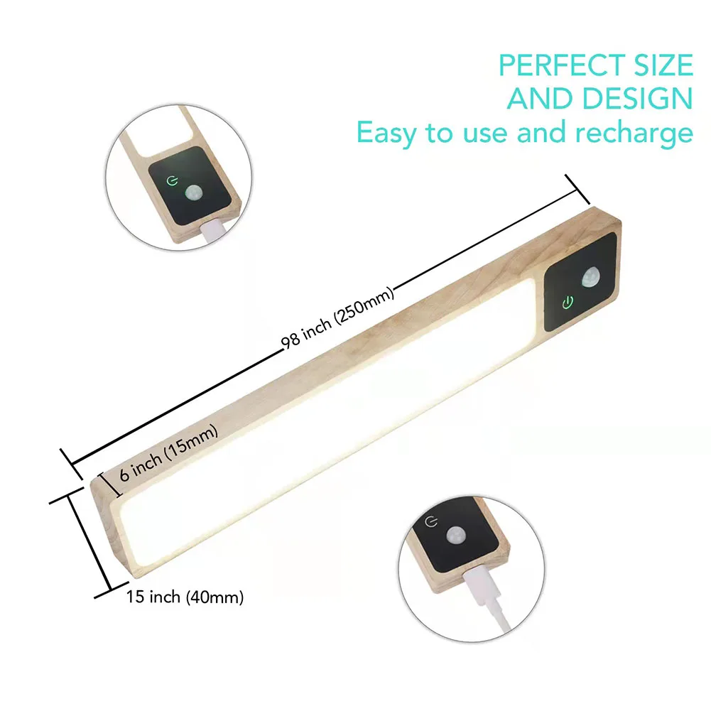 

Светодиодный светильник для шкафа с датчиком движения деревянный USB Перезаряжаемый ночной Светильник для кухонной лестницы
