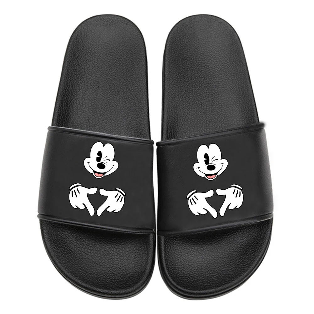funny Minnie Mickey Slippers Printing Cartoon Home Slippers Thick Sole Sandals Women men Shoes Ladies Flip Flops Indoor Flat