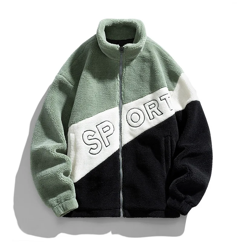 

Lamb coat for men autumn and winter with velvet and thick Hong Kong fashion brand loose cotton jacket casual couple jacket