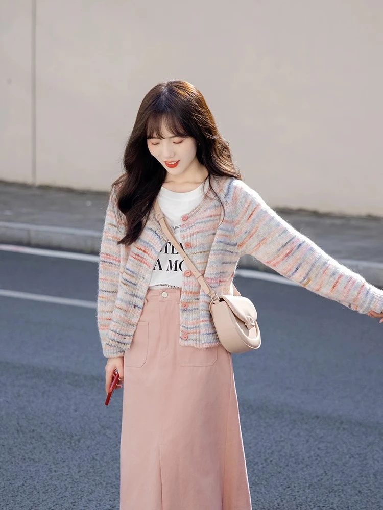 Японский модный свитер в стиле ретро верхняя одежда для женщин весна и осень 2024