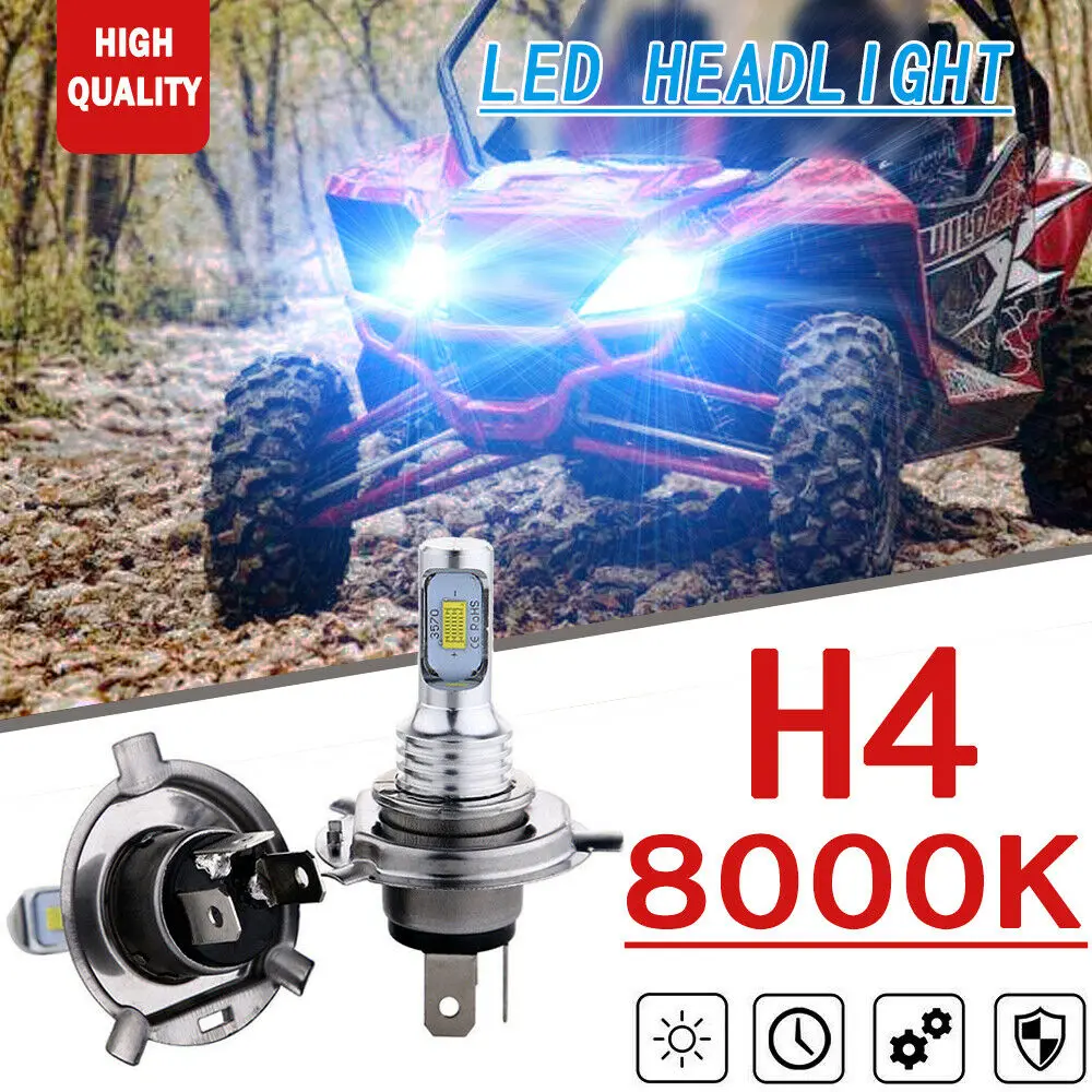 

2x 70W H4 9003 HB2 HS1 8000K Ice blue LED Headlight Bulbs For ARCTIC CAT Wildcat Sport 700 2015-2017 Wildcat Trail 700 2014-2017