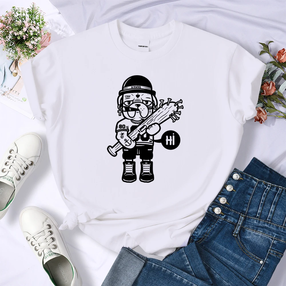 Футболки для бейсбольной собаки спортсмена Y2K женская уличная футболка в стиле