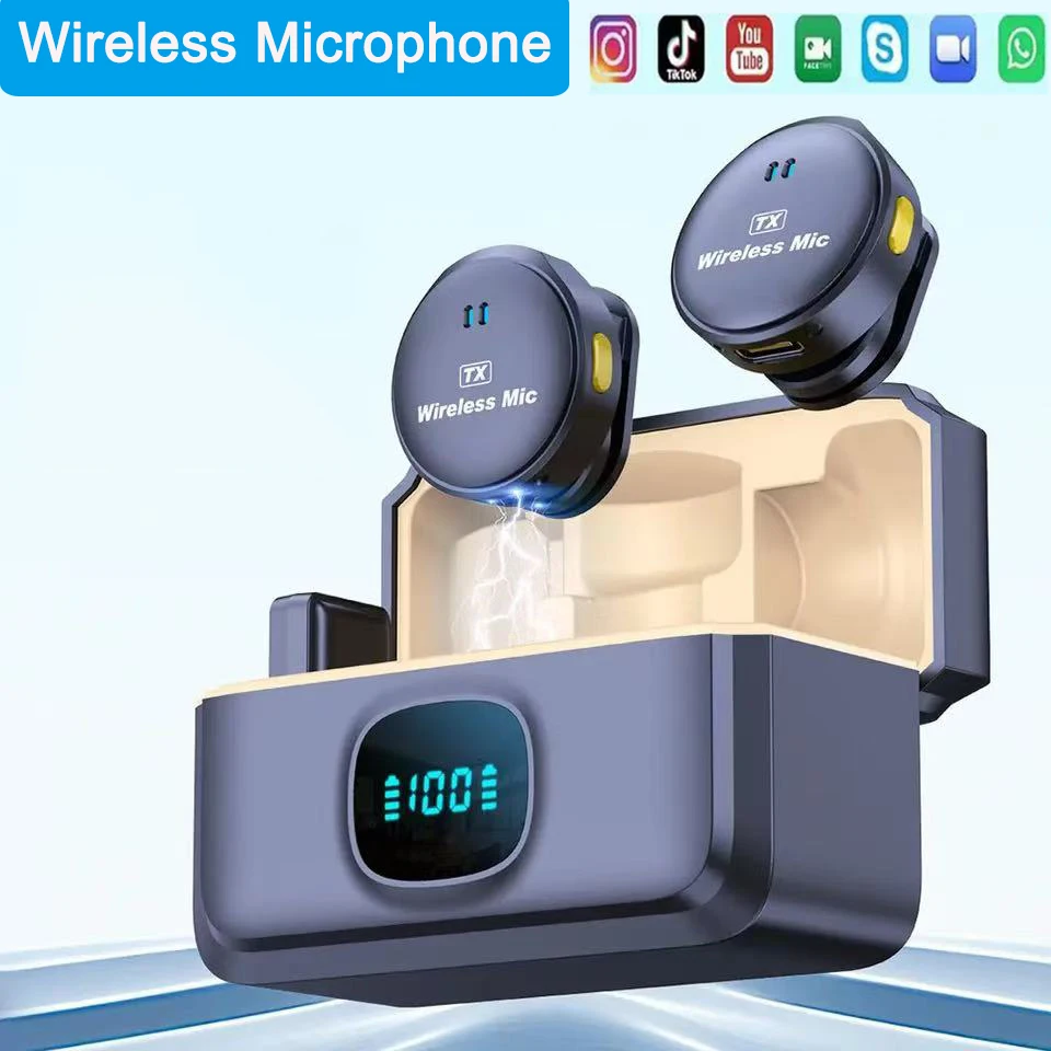 Профессиональный беспроводной петличный микрофон для iPhone iPad Android Type-c с магнитной