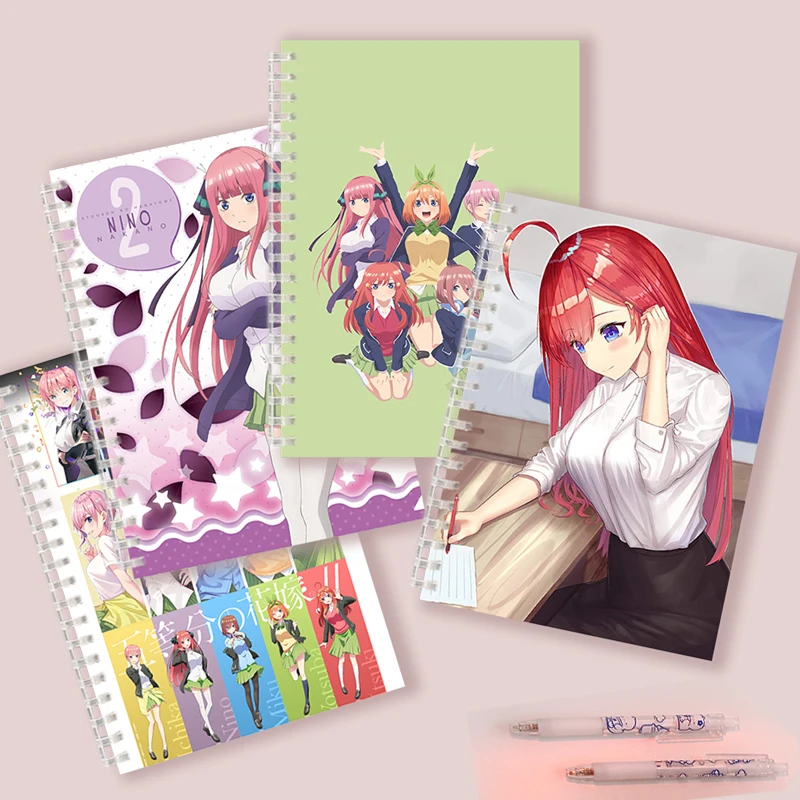 

A5 Spiral Notebook - Anime The Quintessential Quintuplets Figure Yotsuba Nakano Ichika Nino Itsuki School Uniform - Note Book
