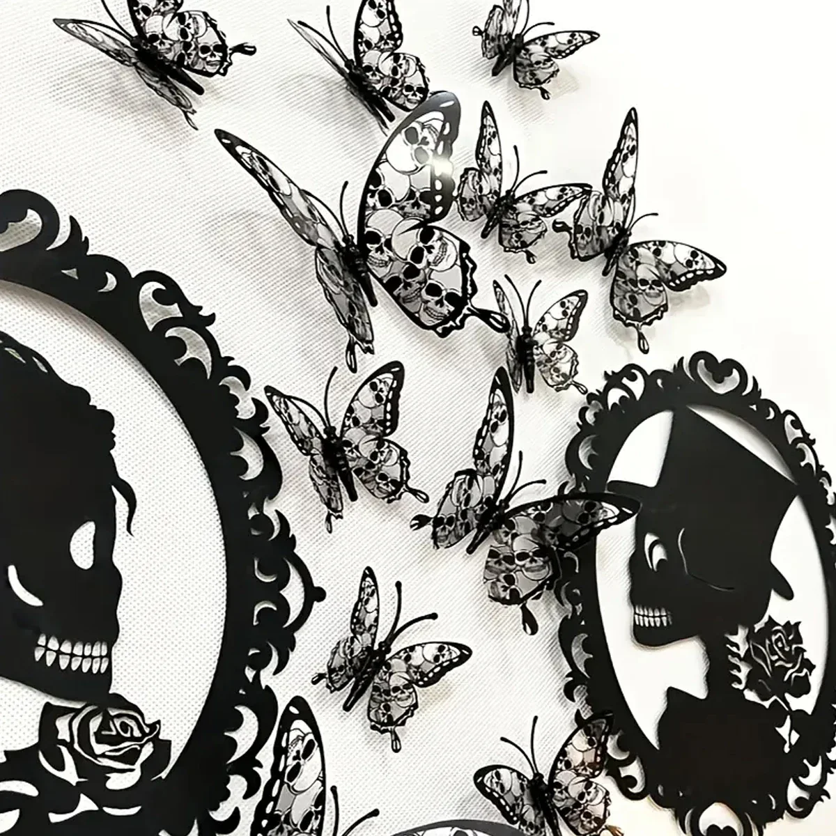 12 Упаковок 3d Череп Снежинка Наклейки На Стену Хэллоуин Декоративные Пластиковые