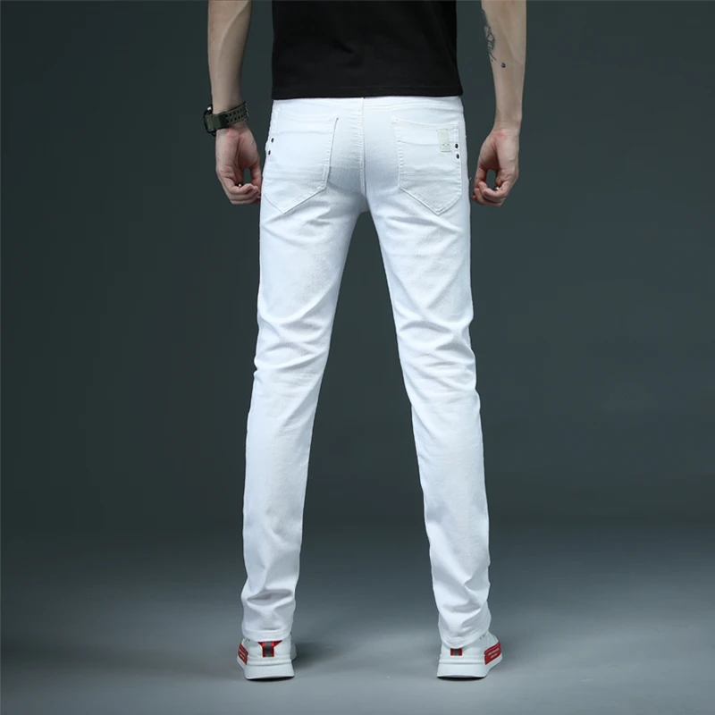 2022 Fashion Men's Stretch Skinny White Jeans Men Casual Elastic Cotton Slim Denim Trousers Male Brand Clothing jeans for men