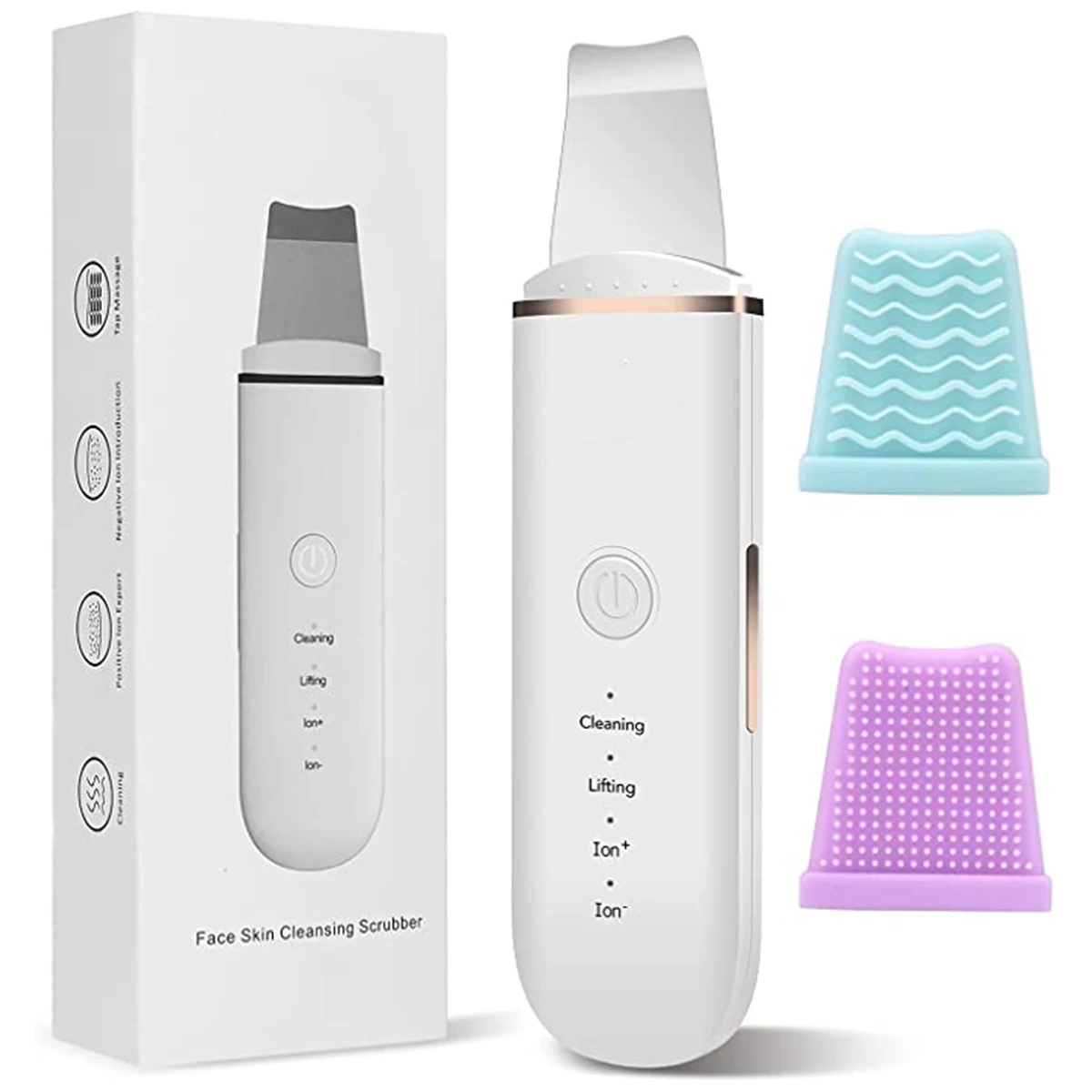 

Facial Skin Scrubber USB Rechargeable Electric Ultrasonic Face Skin Spatula with 250mAh Battery and 4 Modes Portable Pore Deep