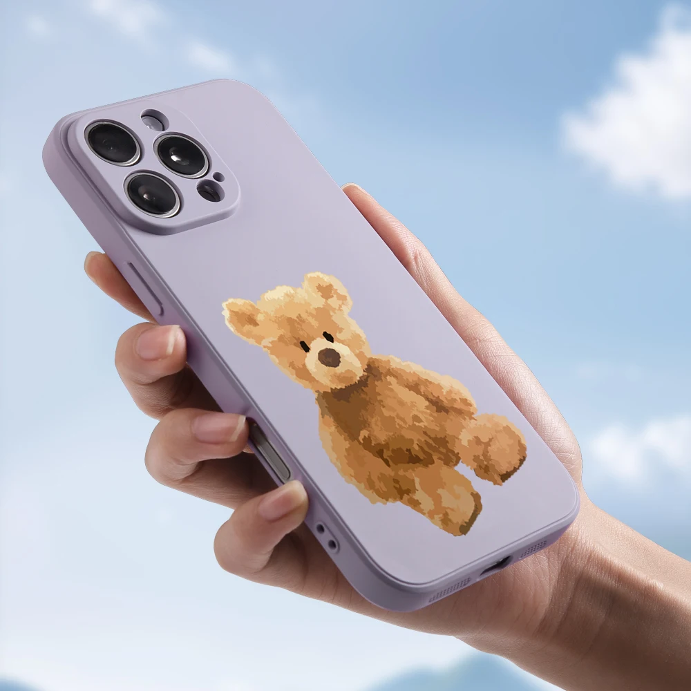 Мягкий силиконовый чехол для телефона Teddy Bear IPhone 16 15 14 13 12 11 Pro Max 16E SE4 Xr X XS 7 8 Plus