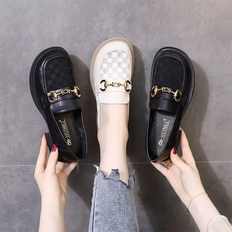 2023 Summer New Genuine Soft Leather Hollow out Small Leather Shoes Women's Fashion Lace up Mesh Breathable Slip-on shoe
