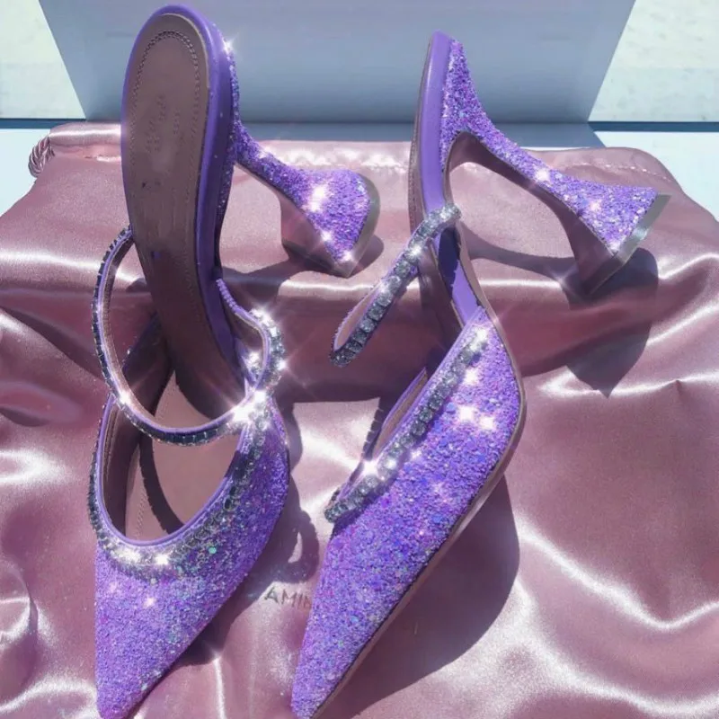 

New pointed, high-heeled slippers, women's shoes, Korean version in spring and summer 2022, fashionable and sexy, Baotou sandals