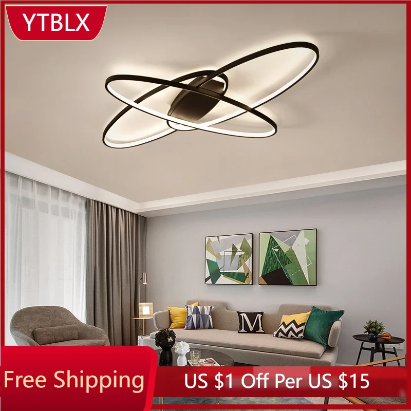 

Hot new design Remote dimming Modern Led Chandelier For Livingroom Bedroom plafon led White/Black modern chandelier Fixtures