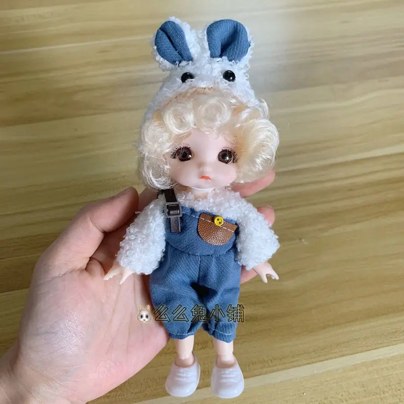 2022 New 17 Cm Baby Doll Toys for Girl BJD Mini Doll Naked Body Head Expression Face Movable Joint Girl Baby 3D Big Eyes DIY