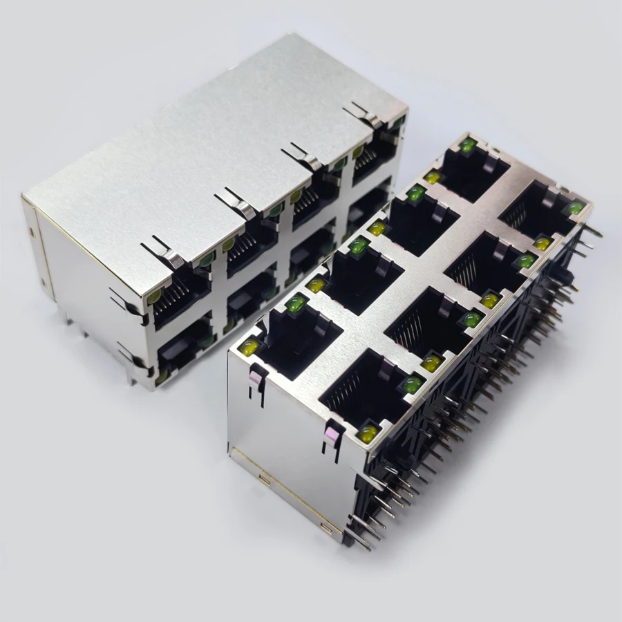 

5 Шт./лот 8 Портов RJ45 8P8C Разъем-розетка 2*4 Стальной Щит Сетевой Модульный со светодиодом и Шрапнелью