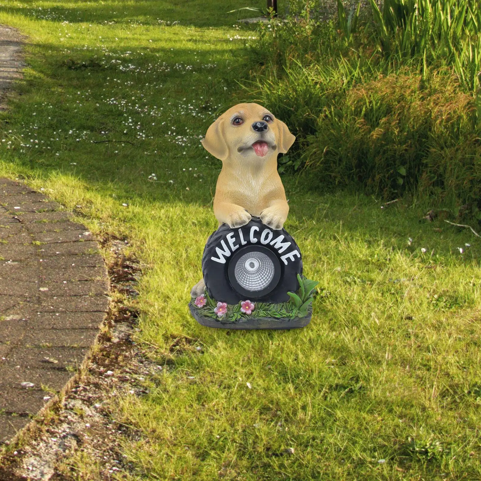 

Статуя щенка на солнечной батарее, декоративная Водонепроницаемая садовая скульптура на солнечной батарее, подарок для двора, крыльца, лужайки, внутреннего дворика, уличная