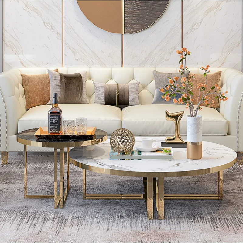 

Living Room Center Table Legs Coffee Table Side Table Marble Top Luxury marble coffee table Smart glass round coffee table