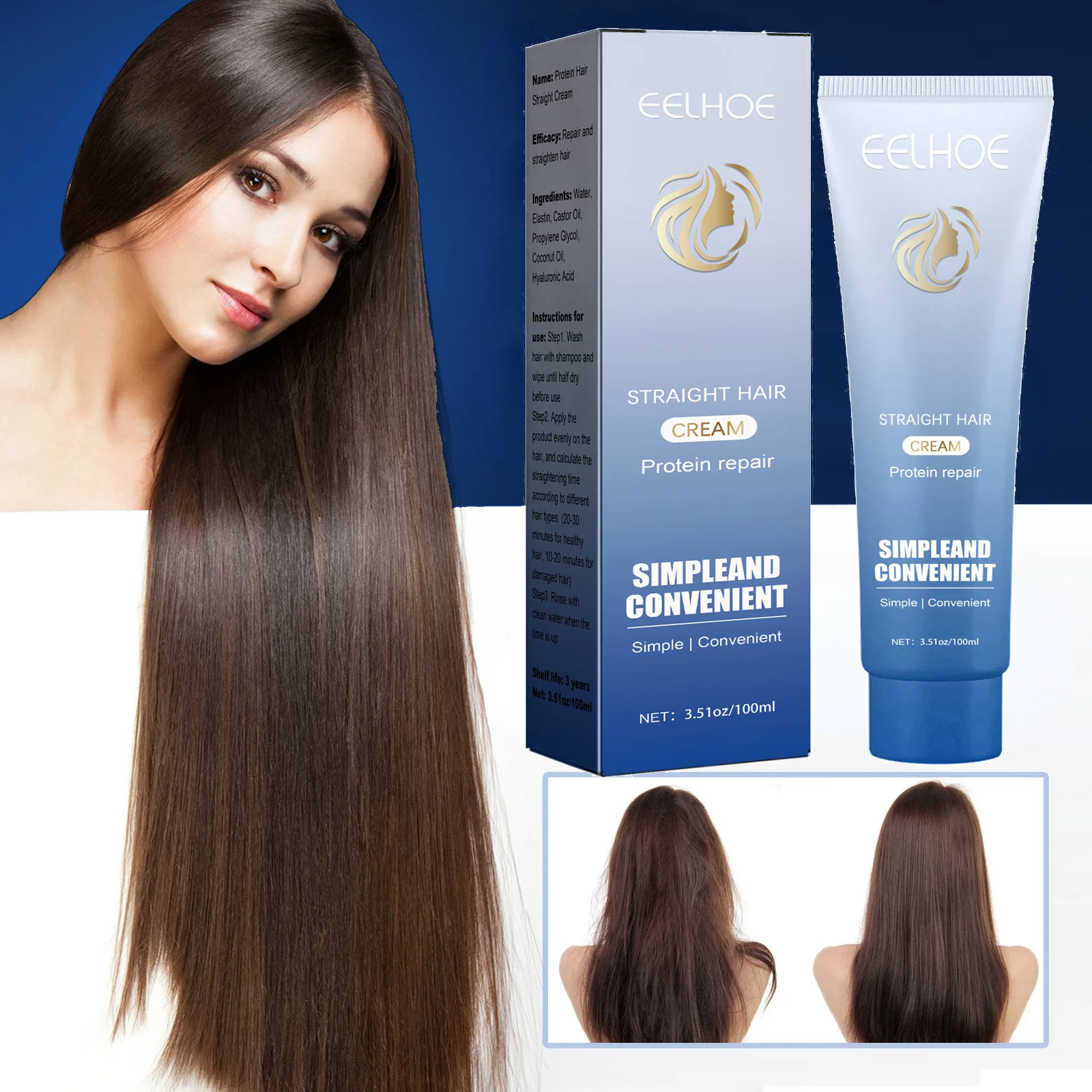 Gentle Straight Hair Cream Straightening Hair Softener For Women Girls 100ml creme de cabelo soin cheveux pour femme