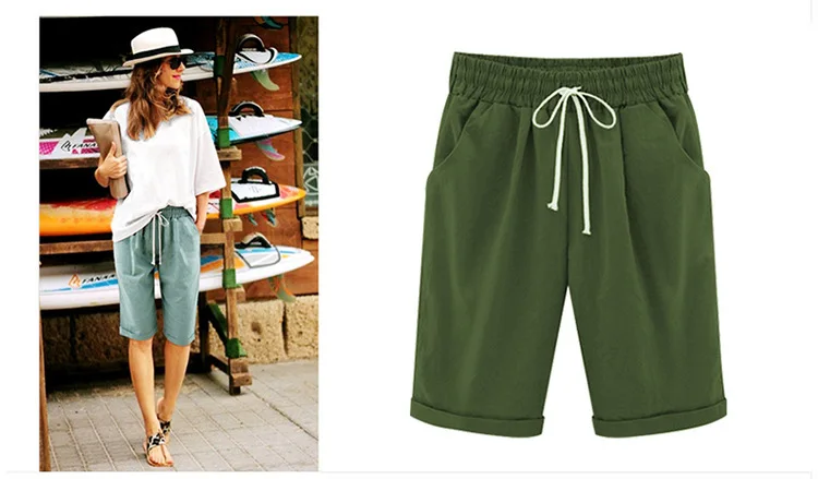 women's 100kg fat shorts loose summer casual pants female five-point pants thin outside wear short pants large size