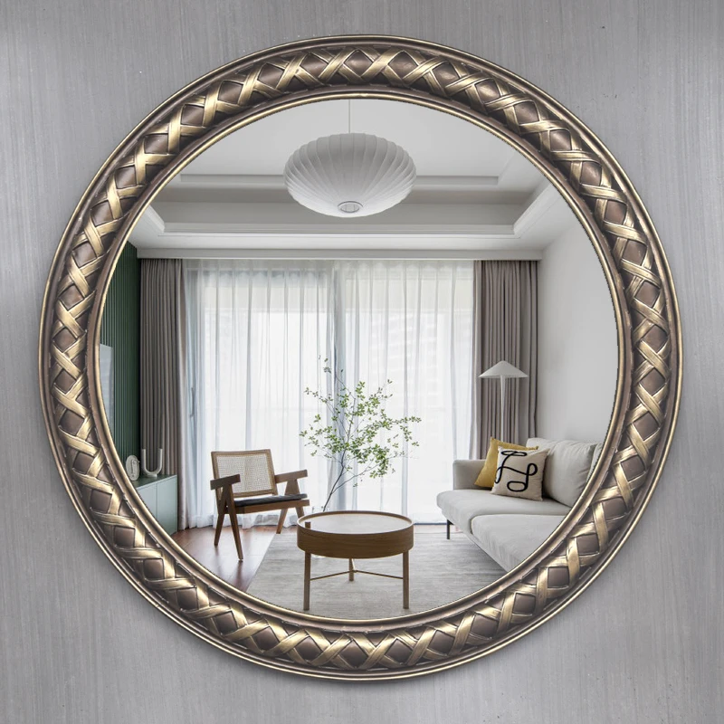 

Большое Круглое декоративное зеркало для макияжа, настенное зеркало для ванной и душа, винтажное декоративное зеркало для туалетного столи...