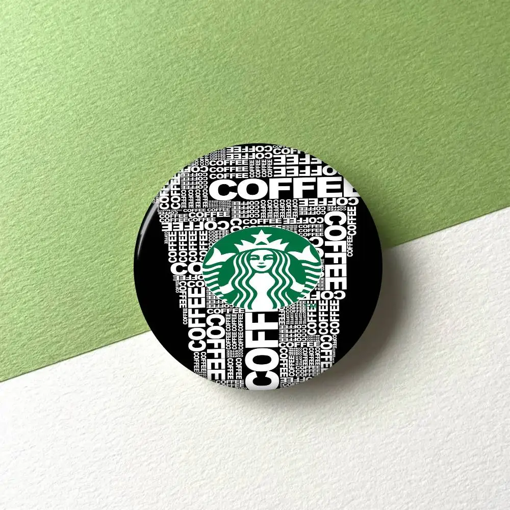 Фото Забавные круглые значки-броши S-Starbucks с креативными мордашками, аксессуары для рюкзаков и головных уборов, украшения, подарки №5