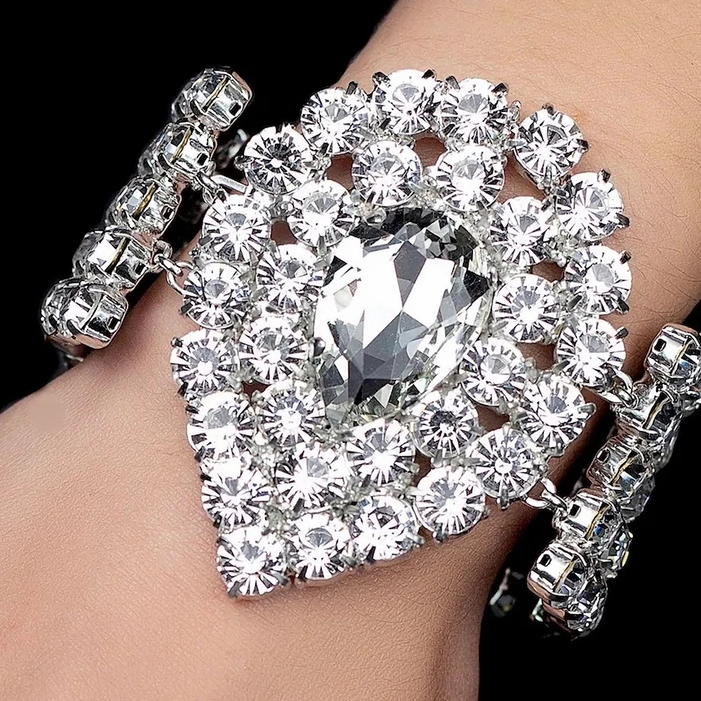 

Большие свадебные женские браслеты Stonefans с кристаллами, бесплатная доставка, регулируемые браслеты, ювелирные изделия на запястье