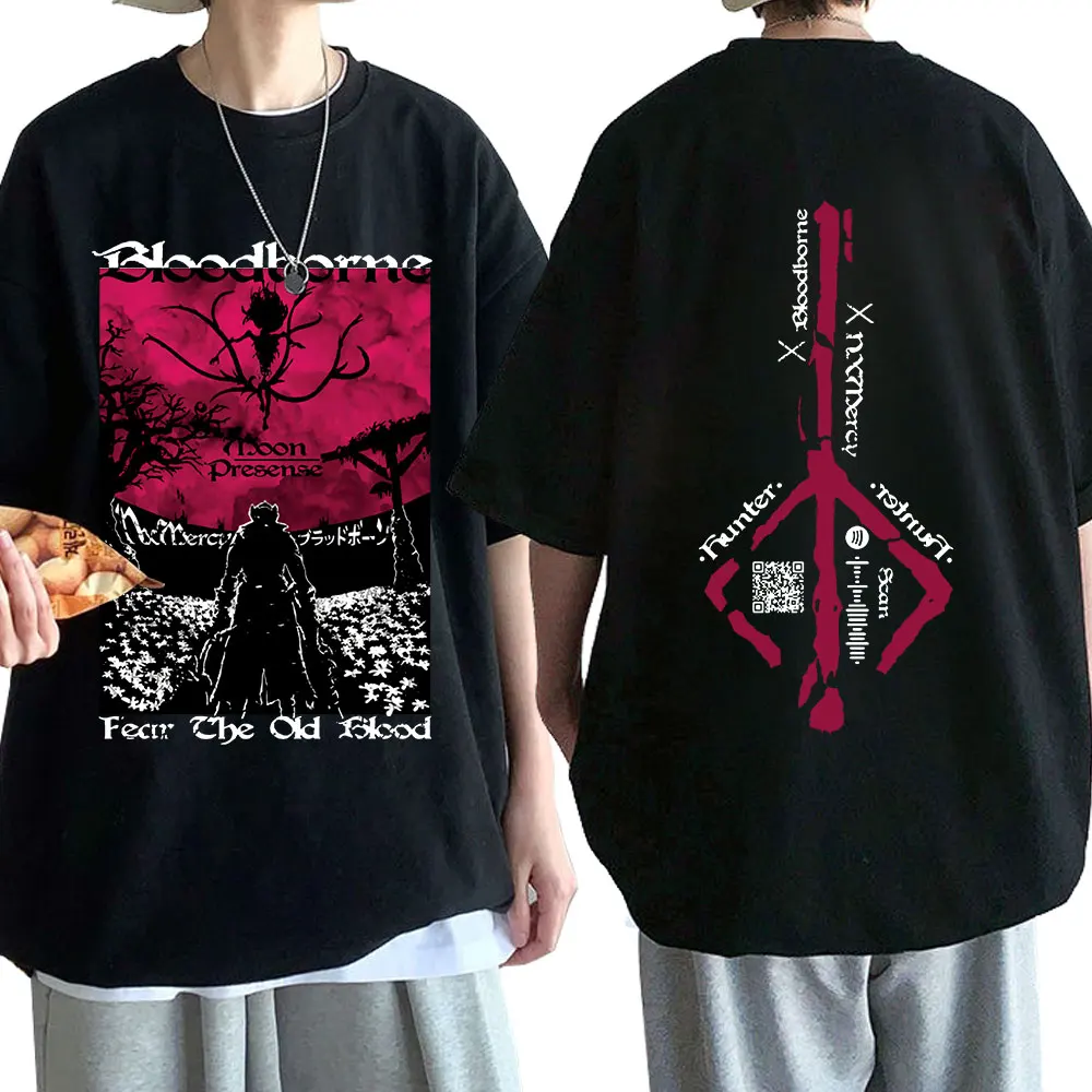

Game Bloodborne T Shirt Horror Hunter Gothic Oversized T-shirts Men Casual Pure Cotton Short Sleeves Tee Shirt Streetwear Unisex