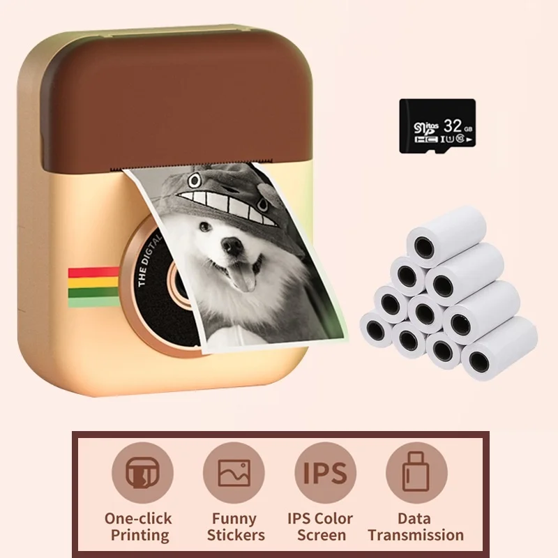 

Mini digital camera for kids, instant printing camera with hd video recording, dual lens, thermal paper, birthday gift, boys and