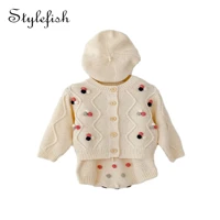 2022 autumn babies clothings boys girls baby suit 100 cotton small fur ball coat romper crawling suit two piece suit separate