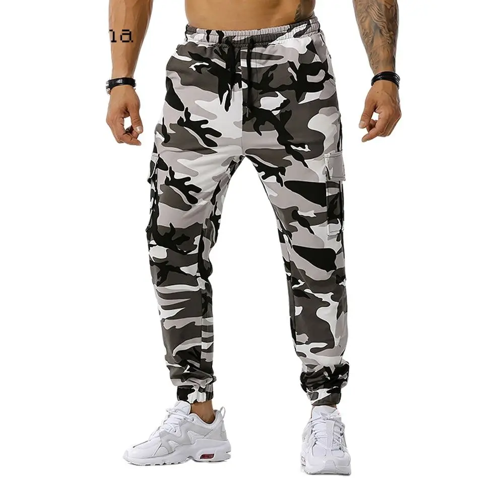 

Samlona Plus size Men Pocket Design Pants Men's Outdoor Casual Bandage Pantalon 2023 European style Fashion Camouflage Trousers