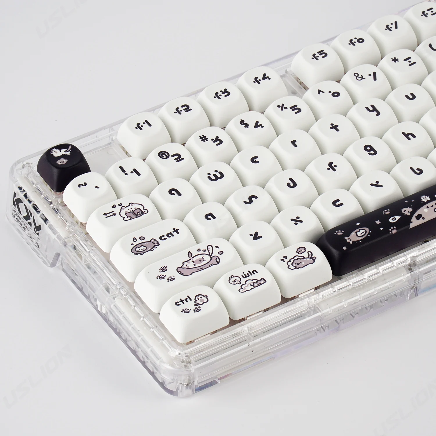 

140 Keys MOA Profile Keycaps Black White Naught Cat Theme PBT Key Caps For 64 68 75 87 98 104 Mechanical Keyboard MX Switches