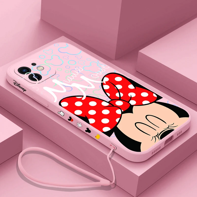 

disney mickey minnie lanyard Phone Case For Xiaomi Mi 10 lite 11i Poco M2 M4 F3 X3 M3 Pro GT 5G 4G Liquid Silicone Cases Cover