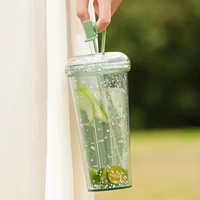travel reusable straw cup plastic portable creative straw cup sequined glitter tumbler with lids and straws kitchen accessories