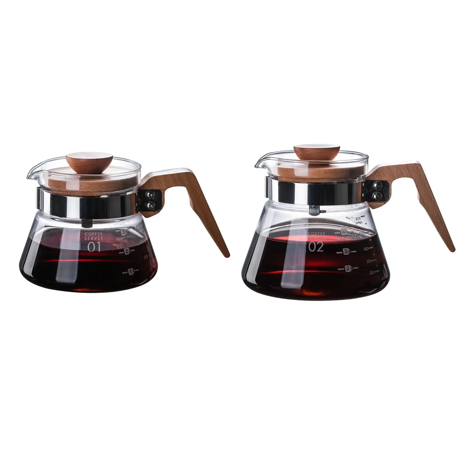 

Прозрачный кофейник V60 с деревянной ручкой, графин для заваривания кофе, капельная Кофеварка, для кухни