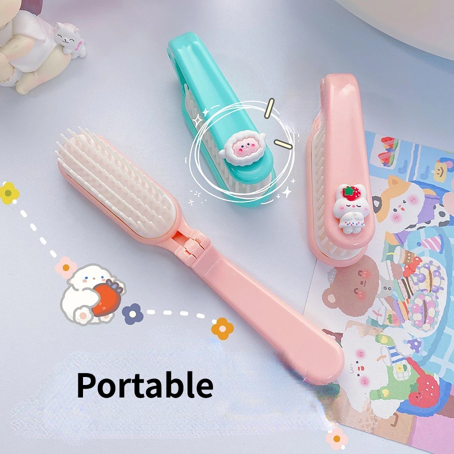 

Cartoon Folding Hair Comb Protable Pocket Small Size Traveling Massage Folding Hair Comb Women Hair Brushes Hair Styling Tools