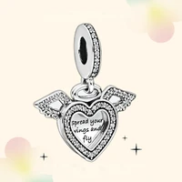 hot sale s925 sterling silver heart angel wings and glowing firefly charm for 3mm bracelet 2022 new style jewelry gift